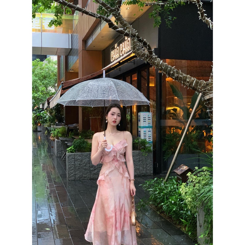 Đầm Hai Dây Màu Trắng Phong Cách Pháp Thời Trang Mùa Hè Mới 2022