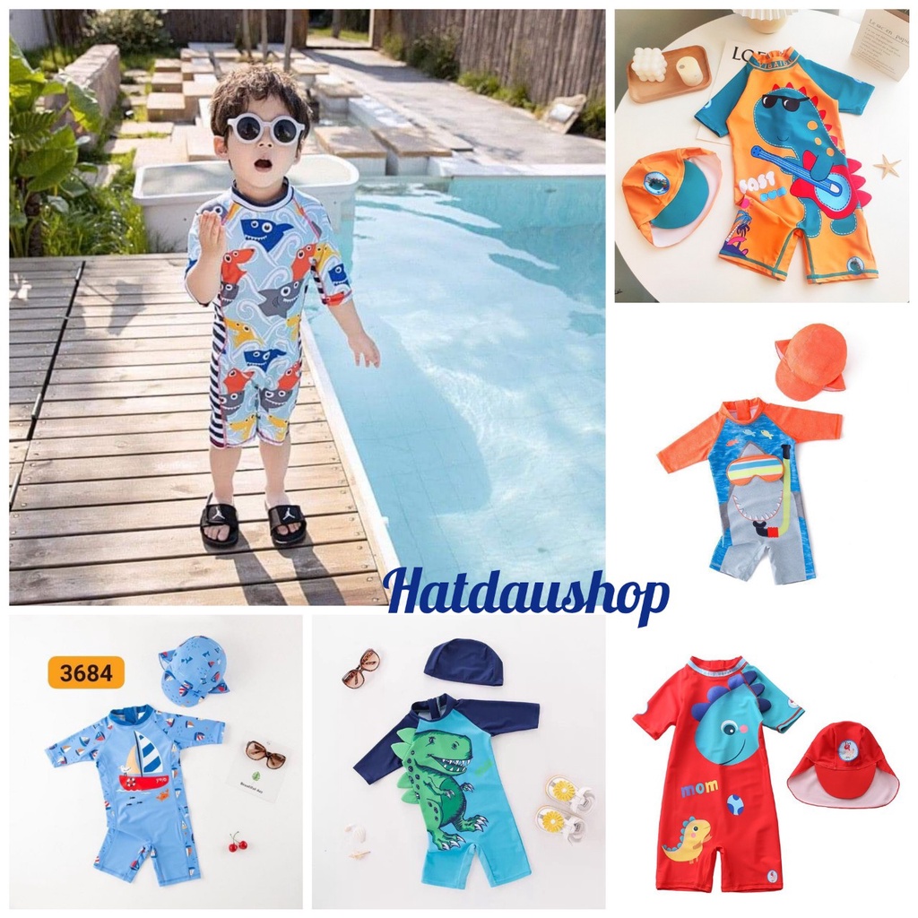Bộ bơi liền thân cho bé trai bé gái tránh nắng cản tia UV chống lạnh hàng Quảng Châu cao cấp