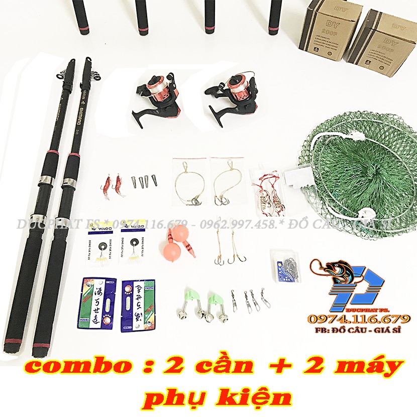 CẦN CÂU MÁY RÚT GIÁ RẺ, BỘ COMBO: 2 CẦN + 2 MÁY + PHỤ KIỆN