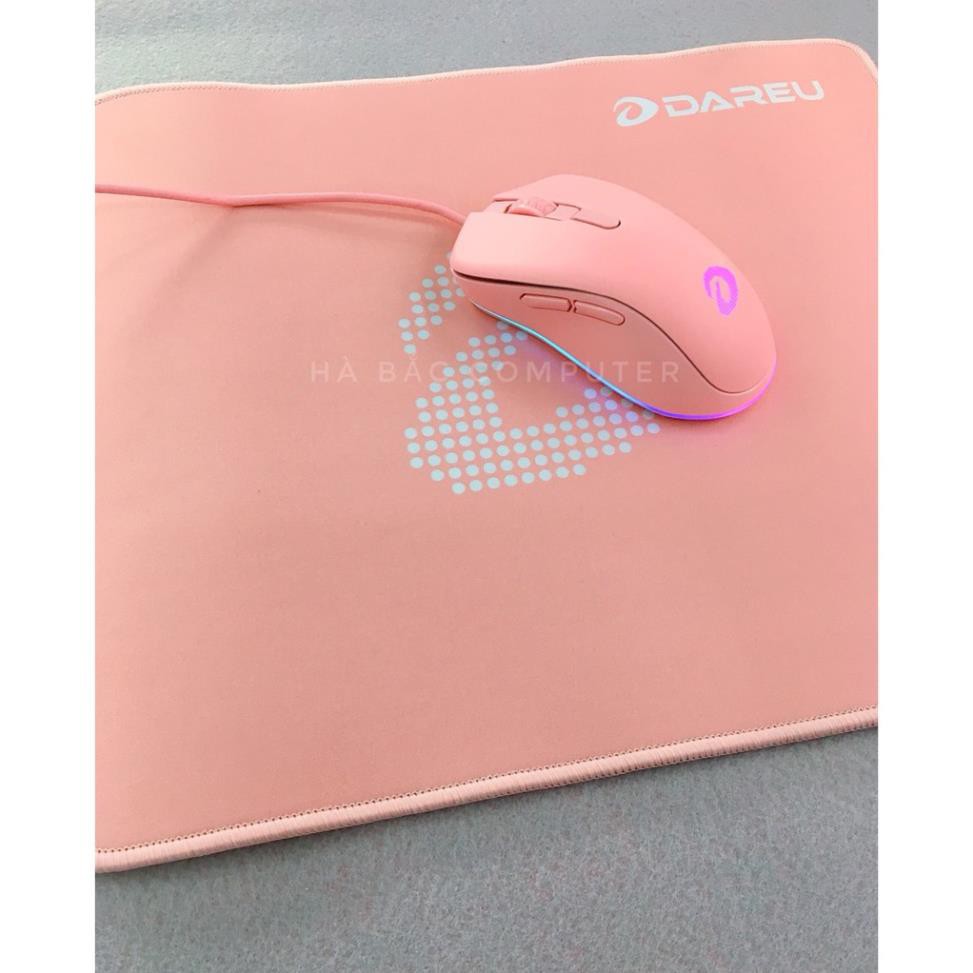 Combo Chuột Và Lót Di Chuột Màu Hồng DAREU - Chuột Gaming Led RGB + Pad Chuột Pink