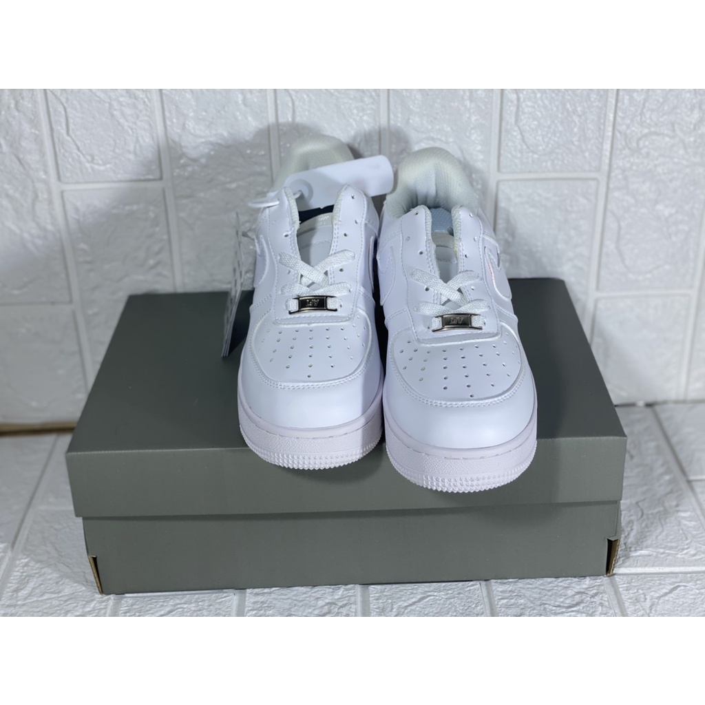 Giày thể thao trắng viền trắng sneaker cho cả nam và nữ, giày thể thao tăng chiều cao full box tặng kèm giây giày