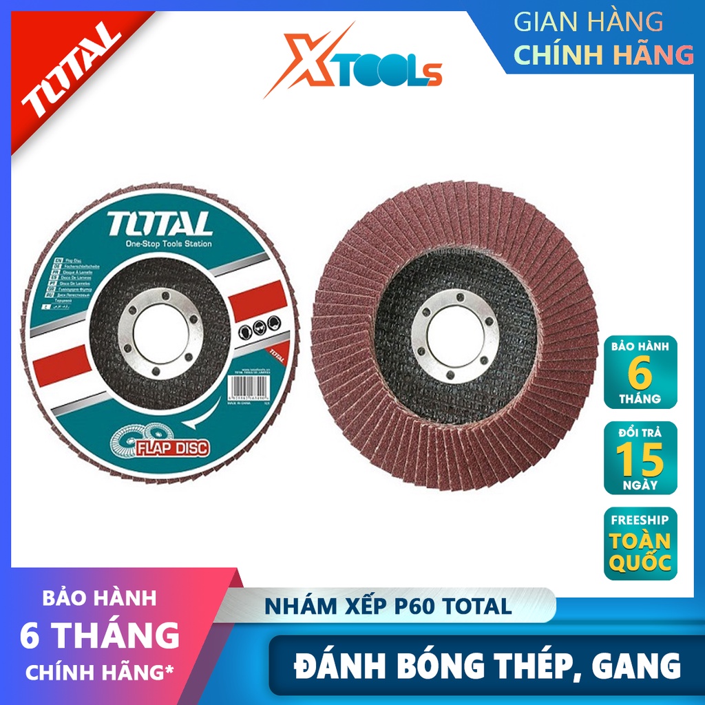 Nhám xếp cho máy mài TOTAL TAC6310023 Nhám xếp P60 100mm*16mm đánh bóng thép, gang và tấm thép [XSAFE][XTOOLs]