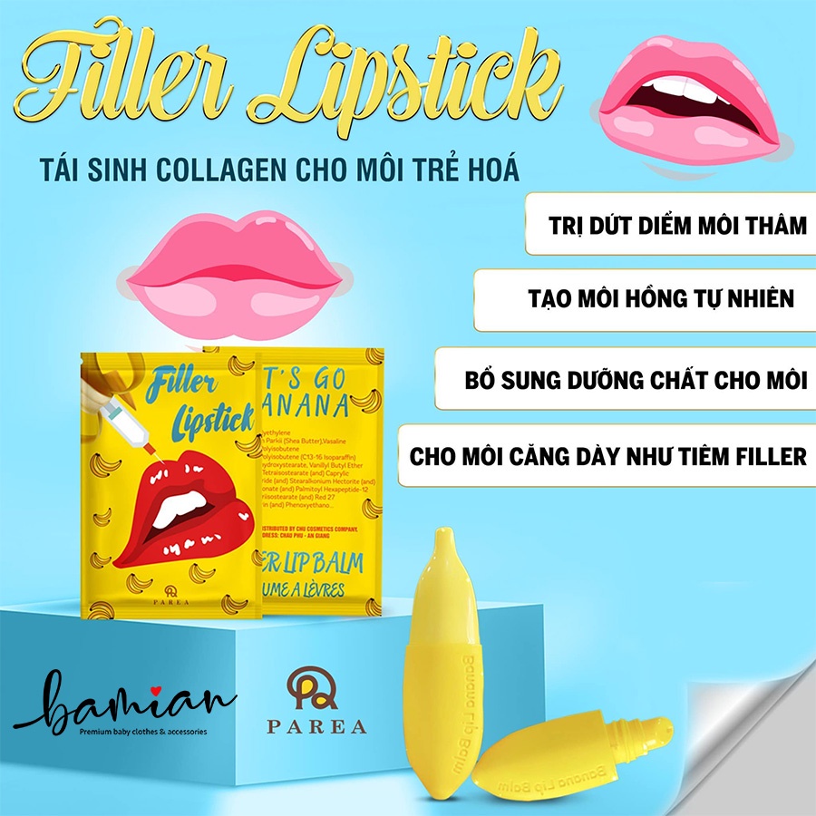 Son chuối dưỡng thâm môi Filler Lipstick làm hồng tươi căng bóng