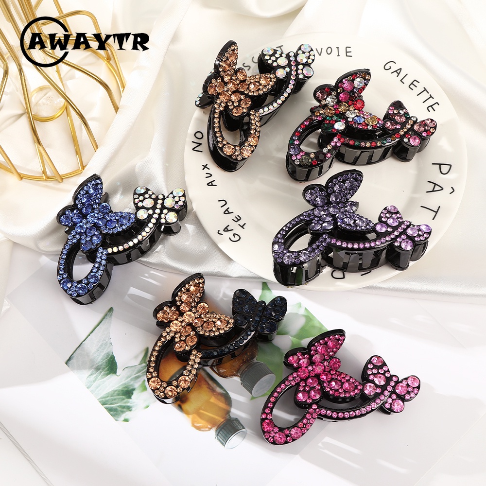 Kẹp Tóc Hình Bướm Đính Đá Phong Cách Retro 8.5cm
