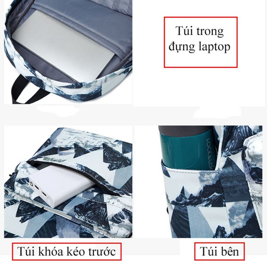 Balo Nữ Thời Trang Vintage Họa Tiết Tam Giác, Có Ngăn Đựng Laptop, Vải Chống Nước, Chống Ẩm Mốc Mang Đi Chơi &amp; Du Lịch