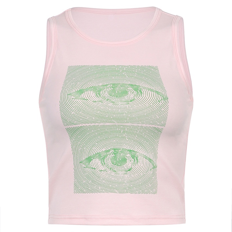 Áo ba lỗ dáng ôm in họa tiết đôi mắt màu sắc tương phản phong cách Âu Mỹ thời trang mùa hè quyến rũ cho nữ 2021
 | BigBuy360 - bigbuy360.vn