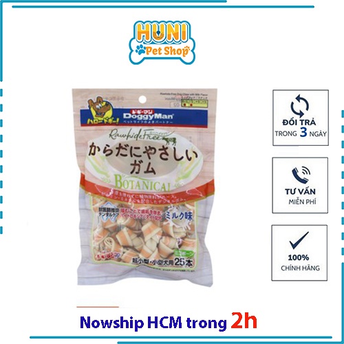 XƯƠNG GẶM DA THỰC VẬT HƯƠNG SỮA DINH DƯỠNG DÀNH CHO CHÓ CƯNG 10 XƯƠNG DOGGY MAN- Huni petshop