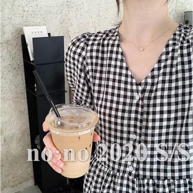 Bomi Dress - Đầm babydoll caro nút