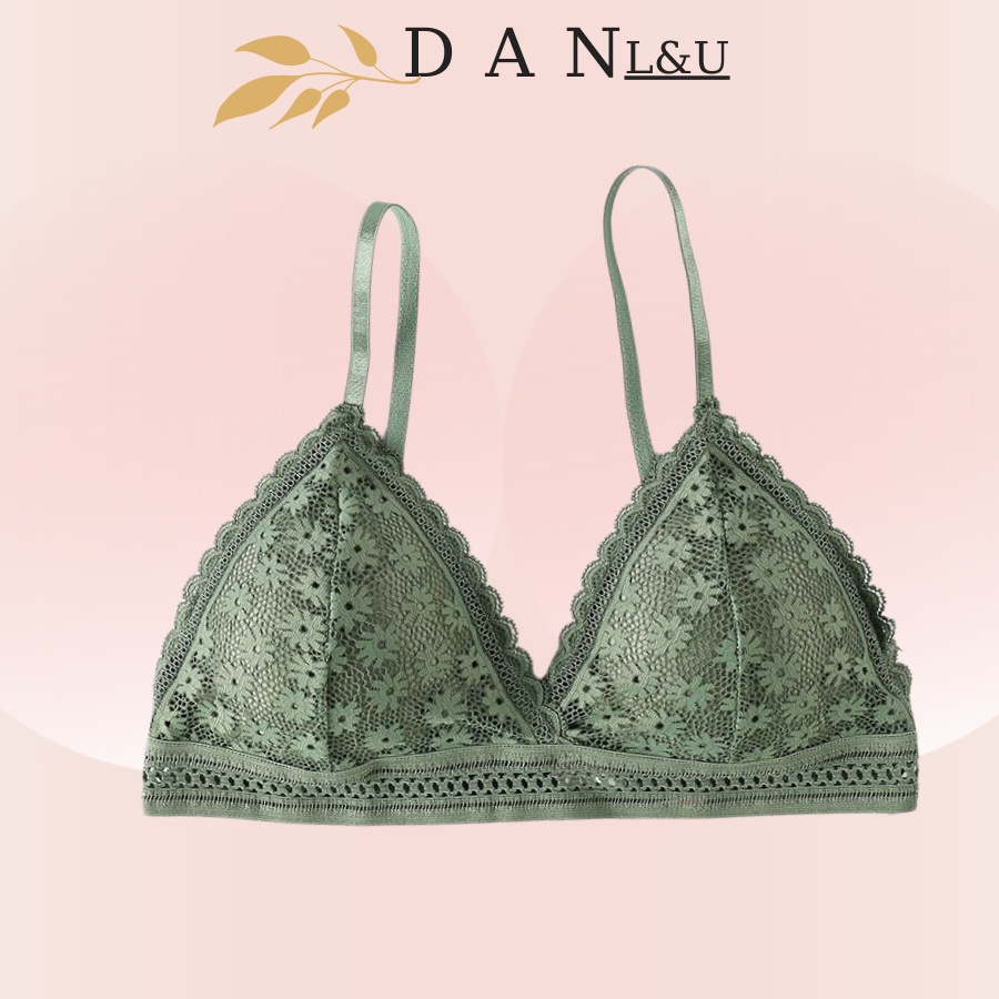 Áo Ngực Cotton Hai Dây Phối Ren  Mềm Mịn Thoáng Mát DAN L&amp;U 7338