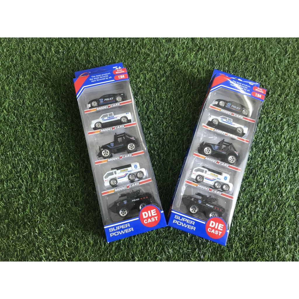 hộp 5 xe police mini đồ chơi 5 xe khác nhau