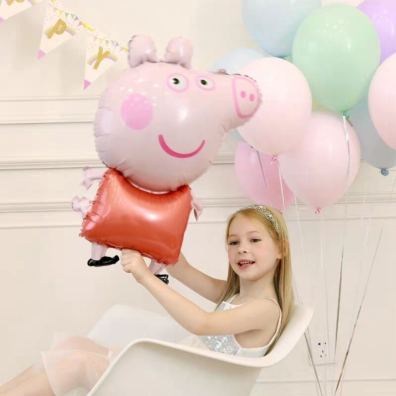 Bong bóng hình heo Pepe/George đáng yêu dùng trang trí sinh nhật cho bé trai và gái