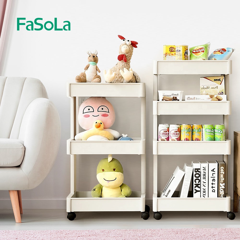 Kệ nhựa 3 tầng, 4 tầng có bánh xe FASOLA FSLRY-252-2