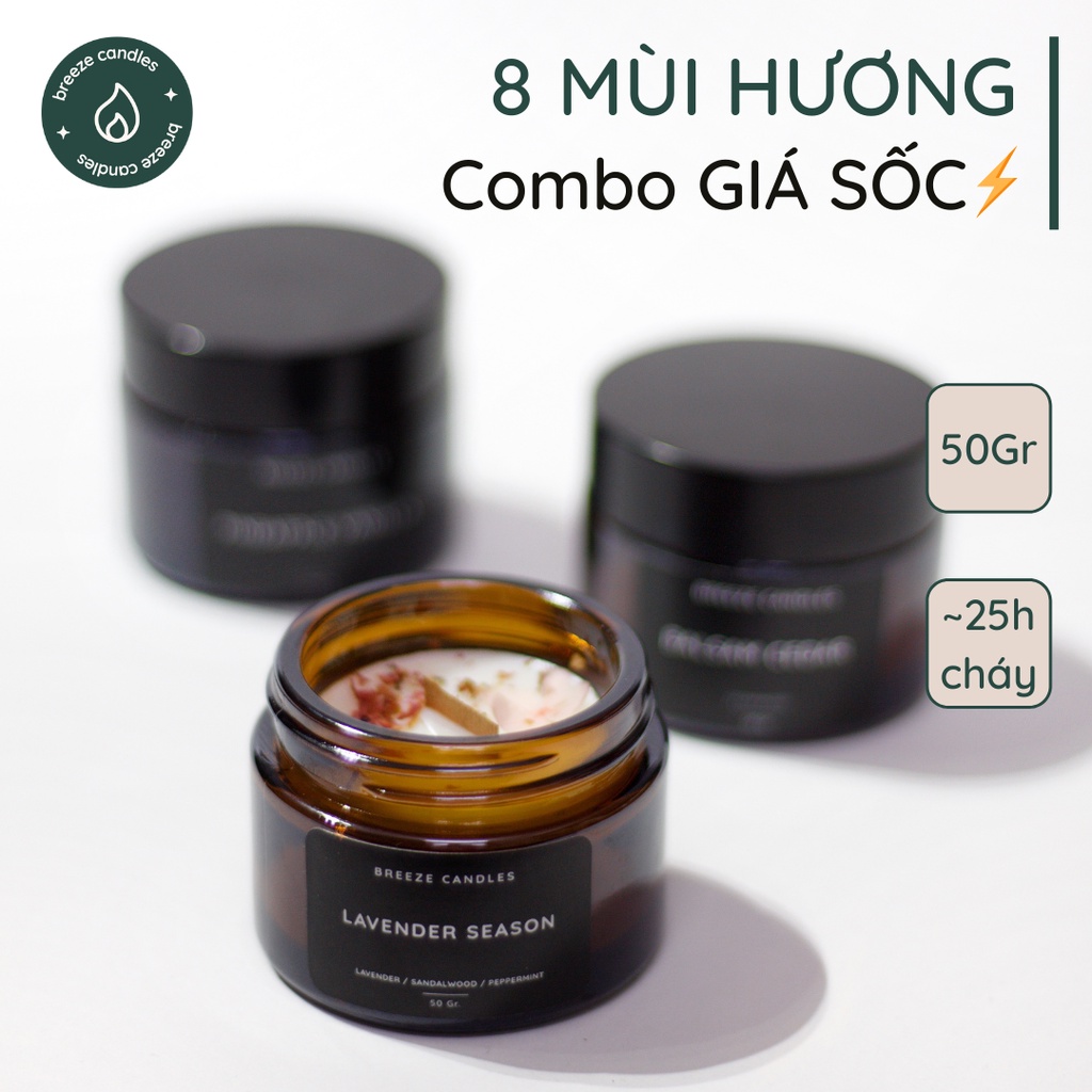 [8 mùi hương] NẾN THƠM THIÊN NHIÊN HŨ 50GR (~25 giờ đốt)