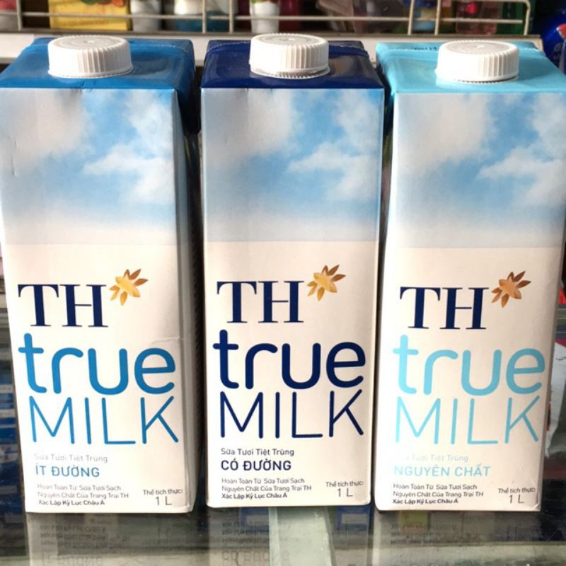 sữa TH hộp 1 lít có đường, không đường