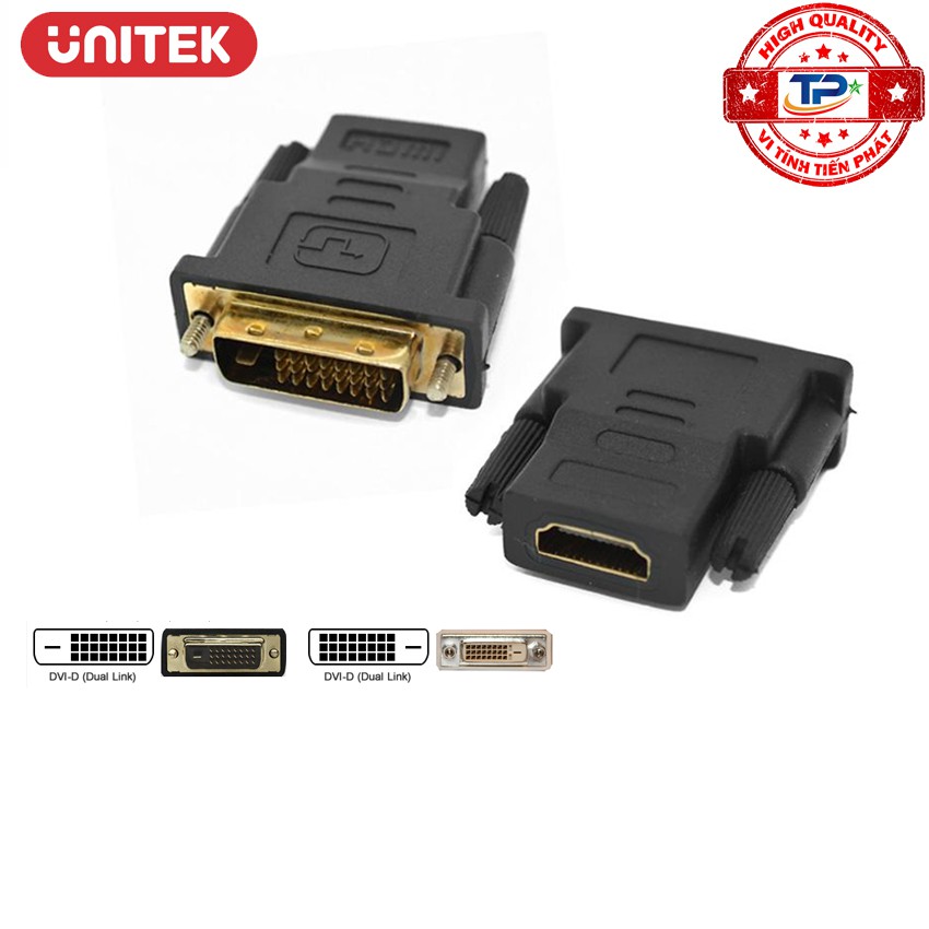 Đầu chuyển cổng DVI chuẩn 24 + 1 chân sang HDMI hiệu Unitek Y-A007A ( DVI-D to HDMI )