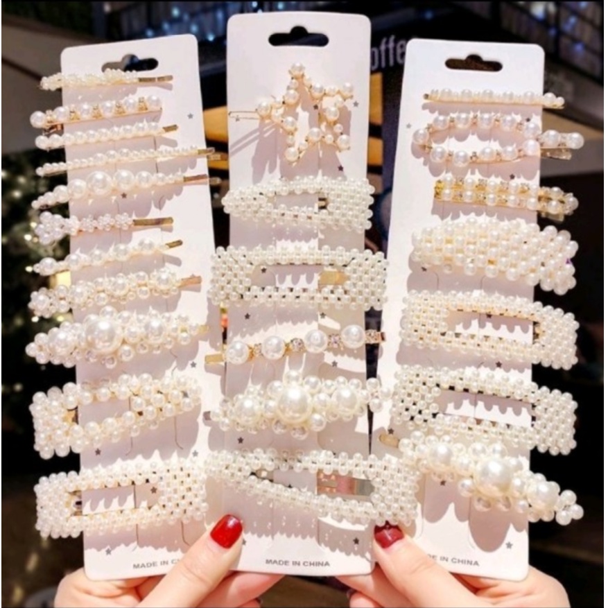 Kẹp tóc nữ hạt trai nhân tạo thời trang nhiều kiểu dáng