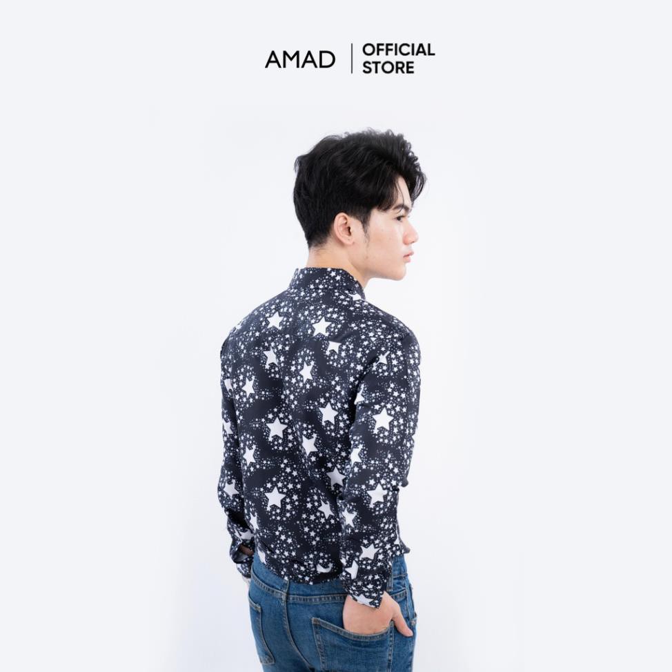 Áo sơ mi nam dài tay vải lụa in hoạ tiết cao cấp mặc đi chơi đi tiệc thanh lịch phong cách AMAD | BigBuy360 - bigbuy360.vn