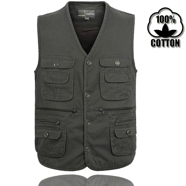 Áo Ghi-Lê Cotton Nhiều Túi Phong Cách Mùa Thu Thời Trang Cho Nam | BigBuy360 - bigbuy360.vn