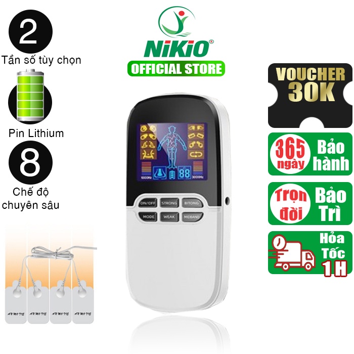 Máy Massage Xung Điện Nikio NK-102 - 8 miếng dán - Pin Sạc