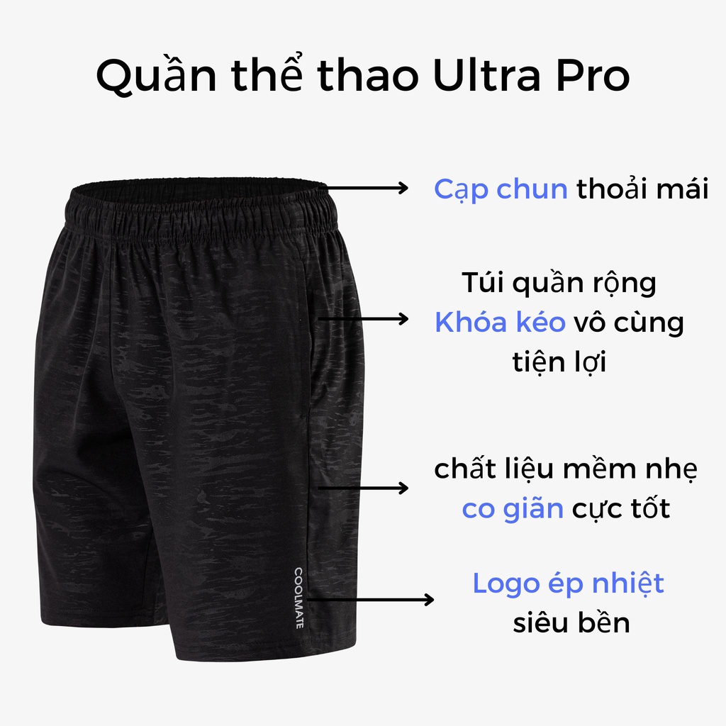 Quần Short nam Ultra Pro thoải mái vận động (có túi khóa kéo) thương hiệu Coolmate
