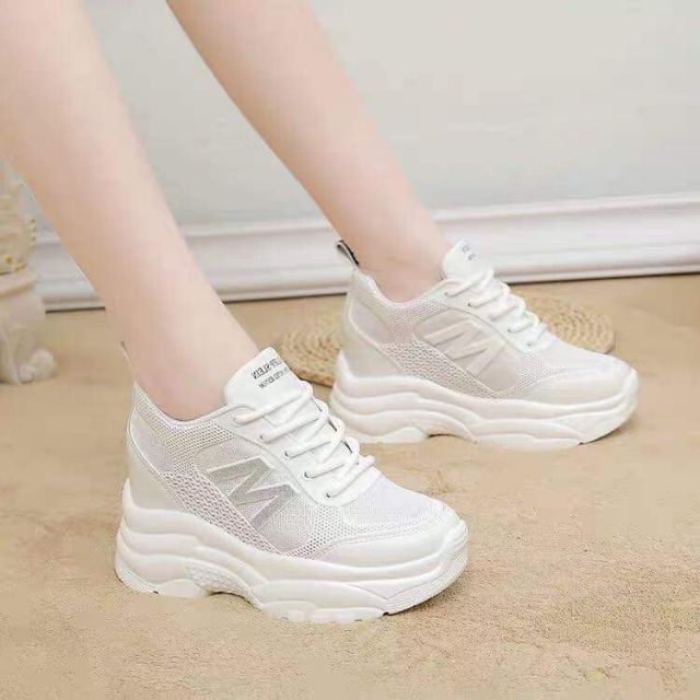 Giày sneaker nữ Giày thể thao nữ độn đế 7cm Chữ M vải lưới thoáng khí,da mềm dáng Ulzzang Hàn quốc | BigBuy360 - bigbuy360.vn