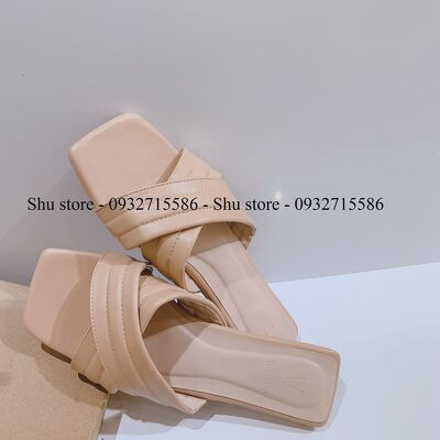 DÉP NỮ QUAI CHÉO SHU STORE - DÉP NỮ THỜI TRANG QUAI CHÉO ĐẾ BỆT 1CM