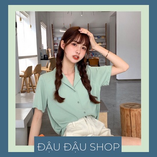 Áo sơ mi nữ công sở cộc tay dáng suông chất lụa hàn nhiều màu