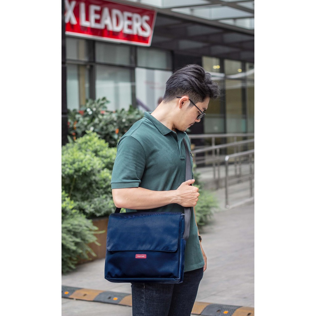 Túi Messenger2 Oxford HAVIAS xanh/xám