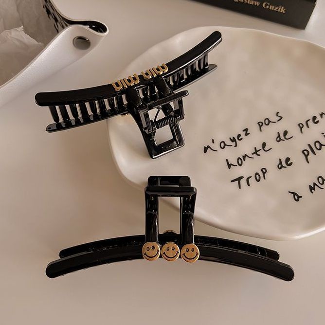 Kẹp Tóc Hình Mặt Cười Màu Đen Cỡ Lớn Thời Trang Cho Nữ