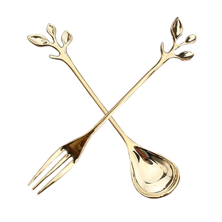 1pc Tableware + 1pc Fork Spoon Tea Coffee Spoons Steak Fork Dessert Fruit Fork