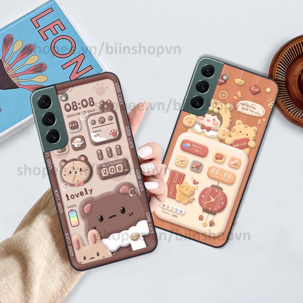 Ốp Samsung S22 / S22 Plus / S22 Ultra / S22+ in 3D icon gấu nổi siêu xinh, siêu đáng yêu, cá tính phong cách