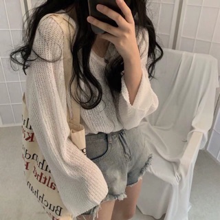 Áo len trơn màu tay dài kèm ảnh thật