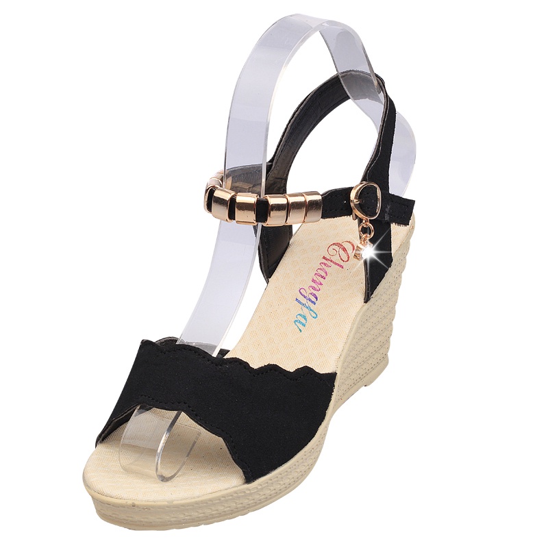 IELGY Giày Cao Gót Đính Đá Kim Loại Phối Ren Chống Thấm Nước Thời Trang Cho Nữ