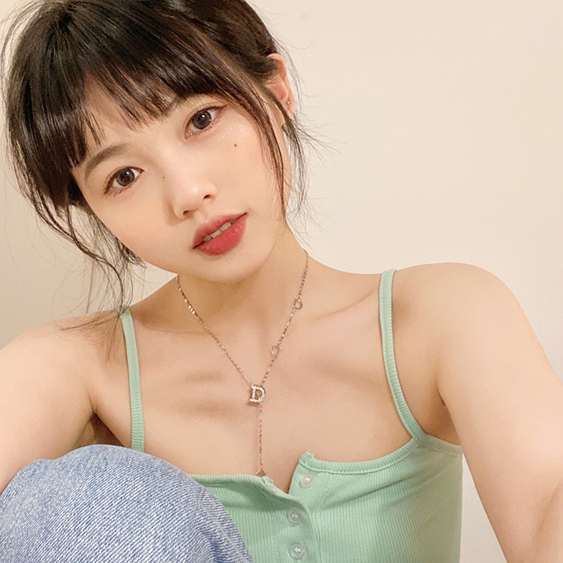 Vòng cổ Mặt Chữ D Phối Dây Xích Phong Cách Hàn Quốc Thời Trang Cao Cấp Cho Nữ