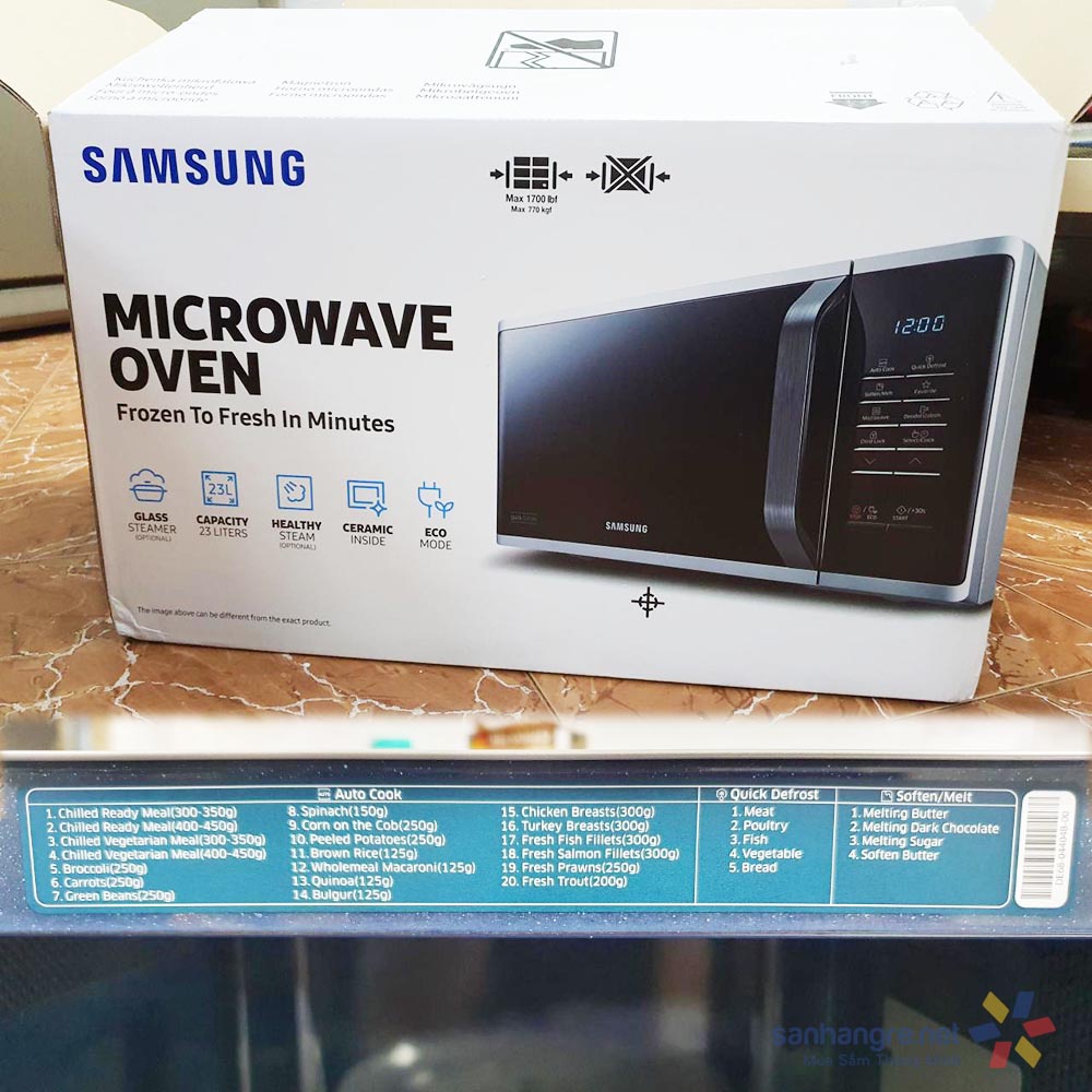 Lò vi sóng tráng men Samsung Hàn Quốc MS23K3513AS dung tích 23L công suất 800W sản xuất Malaysia