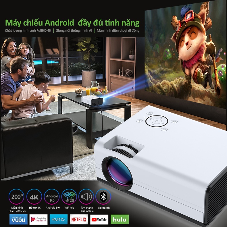 Máy chiếu mini FengZhi 01A HD 1080P 3D 4K Al thu âm giọng nói gia đình văn phòng iPhone Android rạp chiếu phim tại nhà