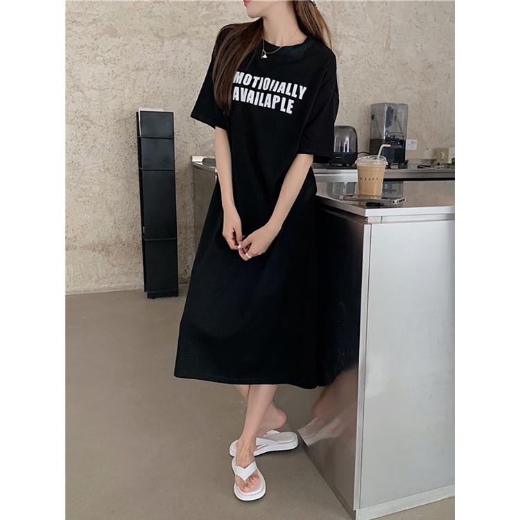 Đầm Suông Form Rộng Nữ Thanh Lịch Chất Vải Mềm Mát Nhẹ Nhàng In Dòng CHữ In Hoa Đẹp Lộng Lẫy  Cute Hot Trend TTDS0096
