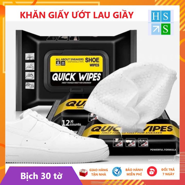 (Bán sỉ) Hộp 30 KHĂN ƯỚT LAU GIẦY SIÊU SẠCH (Hộp Vàng hoặc Đen) - Làm sạch giầy, túi ví da, cắp da dễ dàng nhanh chóng