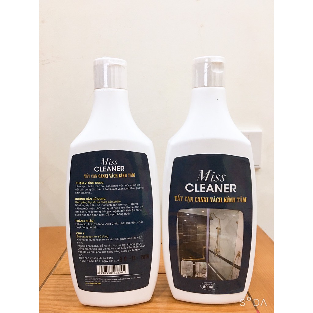  MIss Cleaner lọ tẩy cặn canxi , tẩy cặn nước trên vách kính và gương nhà tắm chai 500ml