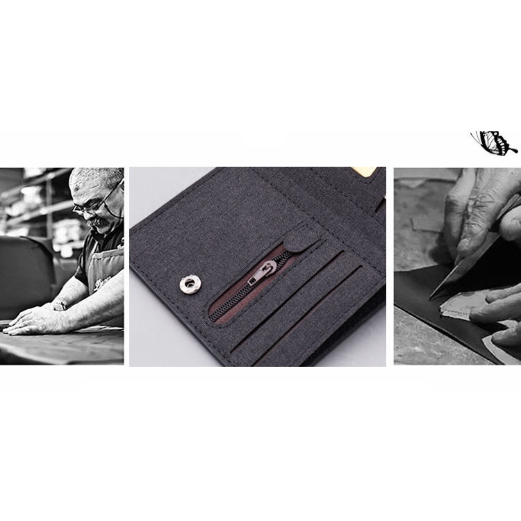 Ví Da Ngắn Mini Siêu Mỏng Có Khóa Kéo Thời Trang Cho Nam