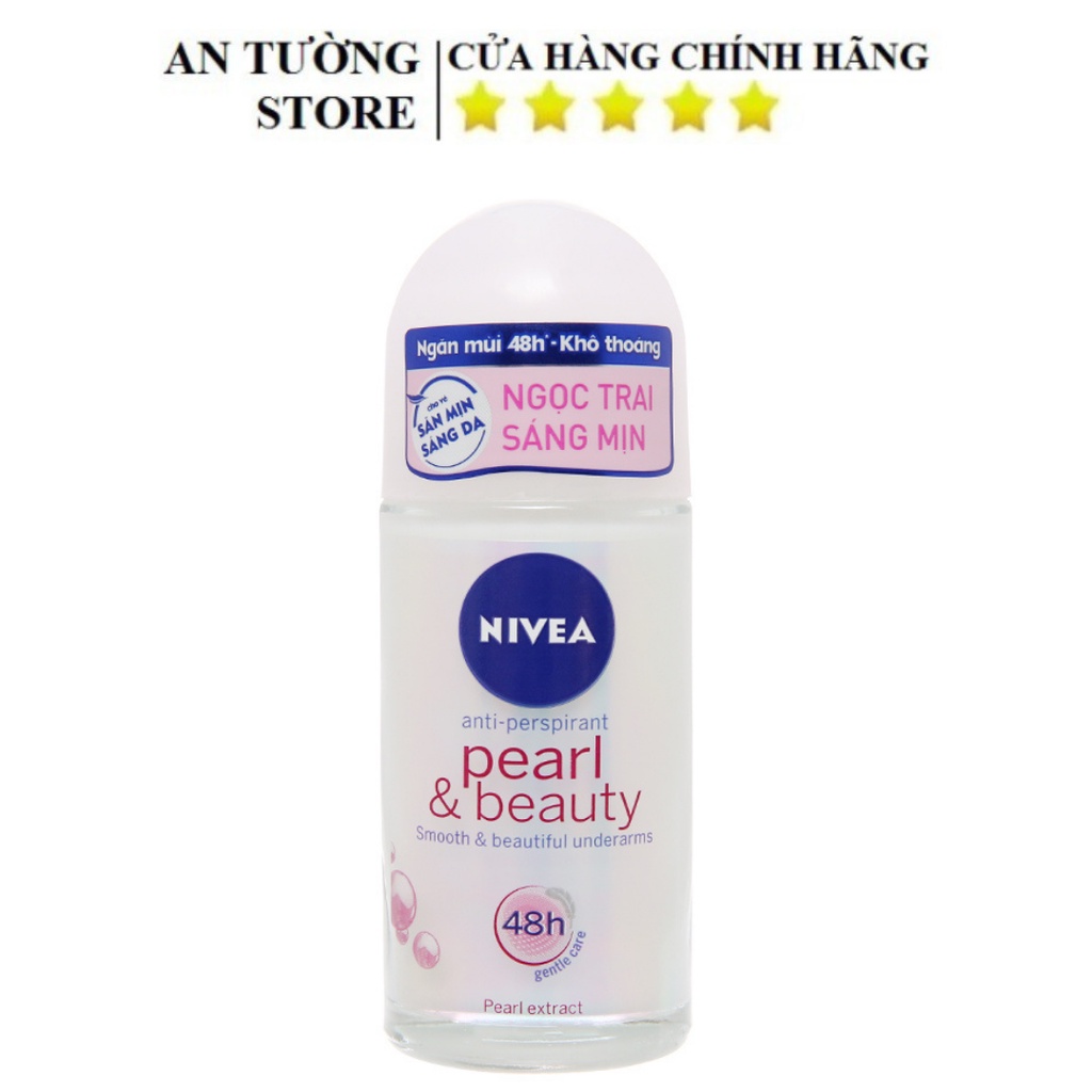 Lăn Ngăn Mùi Dưỡng Trắng và Giảm Thâm  Nivea Pearl &amp; Beauty Hiệu Quả Suốt 48h 50ml - 83735