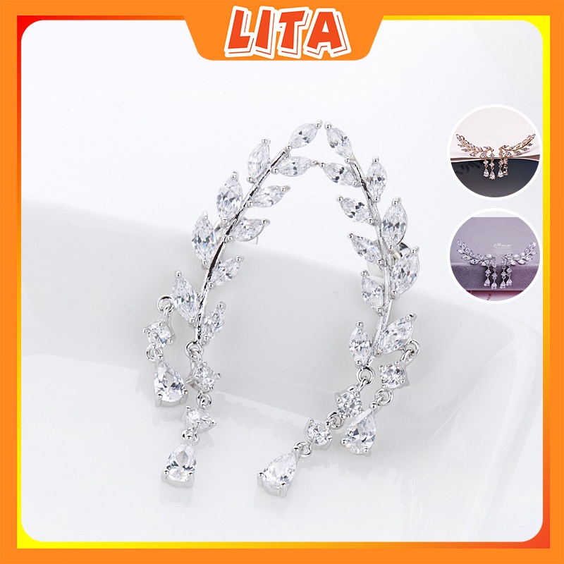 Bông tai vành bông lúa đính đá kiểu dáng thời trang thích hợp đi học phong cách sang trọng - [LiTa Stores]