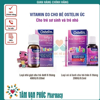 Vitamin D3 Ostelin kid liquid 20ml và Ostelin Infant Drop 2,4ml bổ sung cho bé