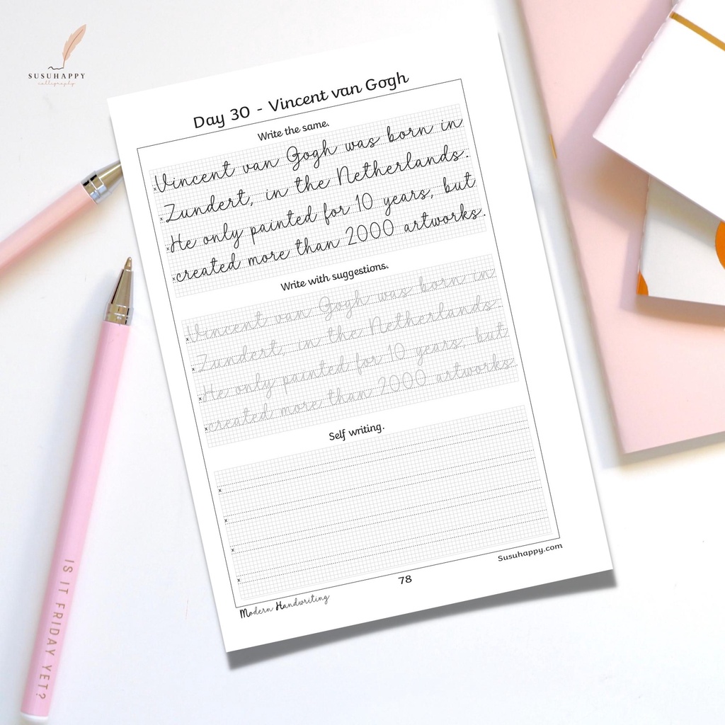 Workbook Luyện Viết Chữ Modern Handwriting, Viết Nhanh Hơn Đẹp Hơn Trong 30 Ngày