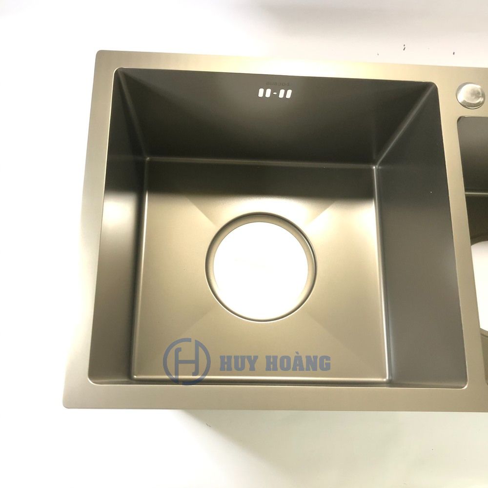 Chậu Rửa Bát, Chén 2 Hố Lệch Inox SUS304  Phủ Nano Cao Cấp Hàn Quốc Daewon DC8545L