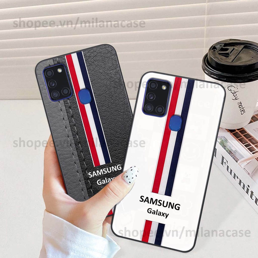 Ốp Samsung A21s in giả da phong cách thể thao, cá tính, thời trang