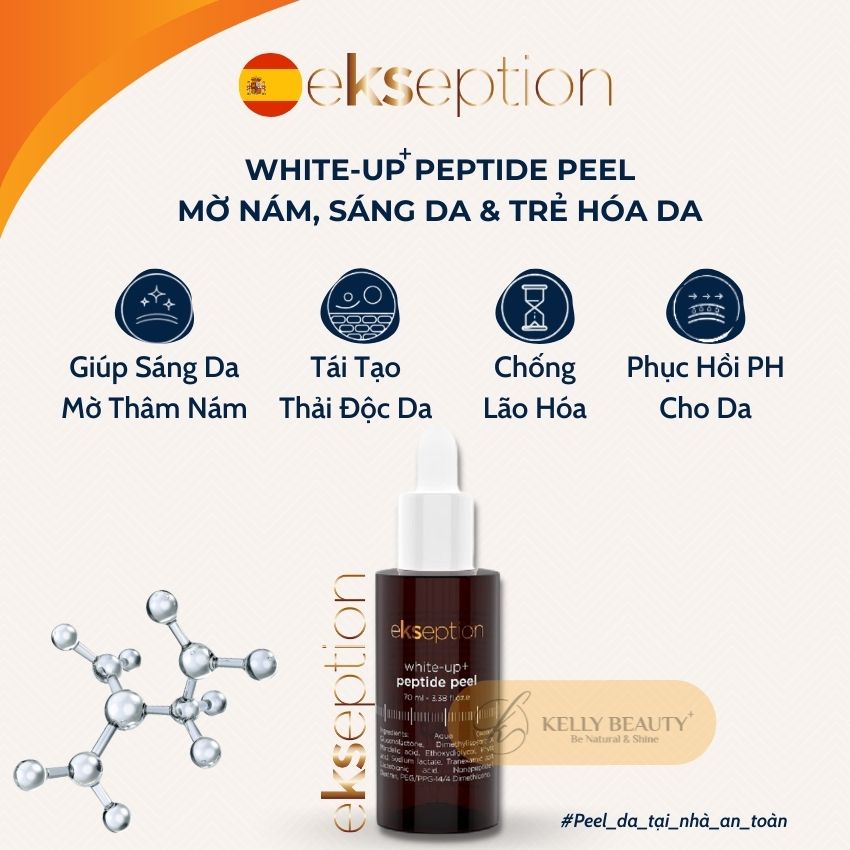 White-Up Peptide Peel EKSEPTION 70ml - Làm Sáng Da, Mờ Thâm Nám; Tái Tạo &amp; Trẻ Hóa Da Nhanh | Kelly Beauty