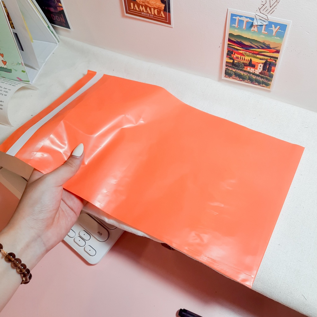 [PASS] Túi niêm phong màu cam tươi shopee có keo dán size 17x30cm gói hàng dành cho shop