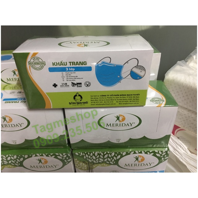 Khẩu trang y tế 4 lớp Meriday - 50cái/hộp - BÔNG BẠCH TUYẾT | BigBuy360 - bigbuy360.vn
