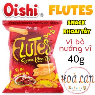 Bánh Snack Oishi® FLUTES Khoai tây vị Bò nướng vĩ gói 40g